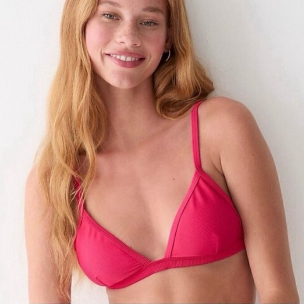 J crew Ribbed triangle bikini top